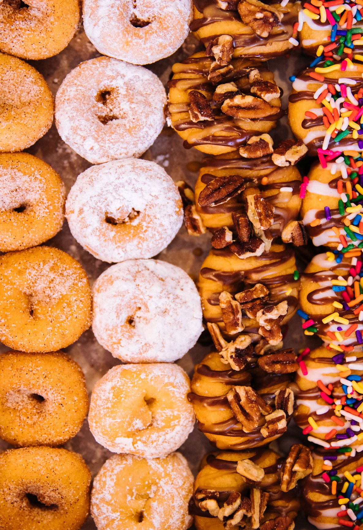 Mini Donuts with Toppings Top View 
